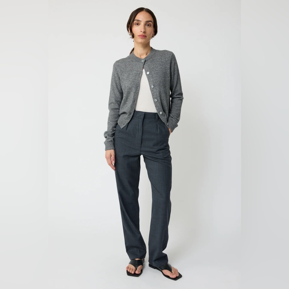 Almina Concept High Waisted Straight Leg Trousers Grey